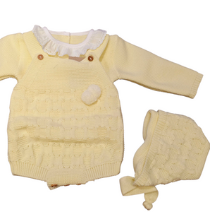 Conjunto lana 3 piezas "1807" de 0 a 6 meses color amarillo | Canastilla