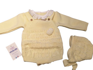 Conjunto lana 3 piezas "1807" de 0 a 6 meses color amarillo | Canastilla