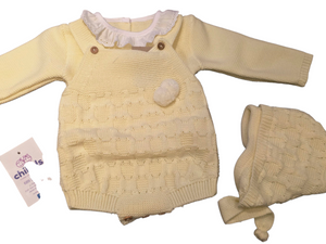 Conjunto lana 3 piezas "1807" de 0 a 6 meses color amarillo | Canastilla