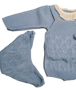 Conjunto lana 3 piezas "1807" de 0 a 6 meses color azafata | Canastilla