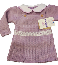 Cargar imagen en el visor de la galería, Conjunto vestido lana 3 piezas &quot;1802&quot; de 0 a 6 meses color malva | Canastilla