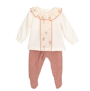 Conjunto polaina "Anemoi" rosa 0 a 6 meses | Calamaro