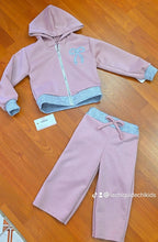 Cargar imagen en el visor de la galería, Conjunto chaqueta "lazo" rosa/gris 2 a 12 años | Invierno