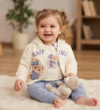 Cargar imagen en el visor de la galería, Chandal 3 piezas "Happing" 1 a 5 años blanco/azul | Invierno