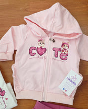 Cargar imagen en el visor de la galería, Chandal &quot;c❤️te&quot; 3 piezas 3 a 18 meses , 2 colores