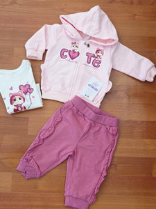 Chandal "c❤️te" 3 piezas 3 a 18 meses , 2 colores