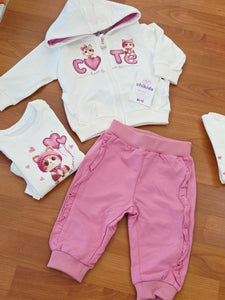 Chandal "c❤️te" 3 piezas 3 a 18 meses , 2 colores