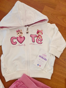 Chandal "c❤️te" 3 piezas 3 a 18 meses , 2 colores