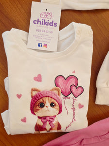 Chandal "c❤️te" 3 piezas 3 a 18 meses , 2 colores