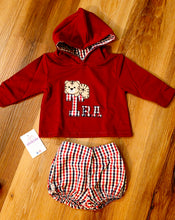 Cargar imagen en el visor de la galería, Conjunto niño "osito vichy" granate 6 a 36 meses | Invierno