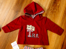 Cargar imagen en el visor de la galería, Conjunto niño "osito vichy" granate 6 a 36 meses | Invierno