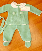 Cargar imagen en el visor de la galería, Conjunto lana 3 piezas verde 0- 3 meses 1945 | Canastilla