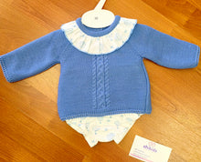 Cargar imagen en el visor de la galería, Conjunto lana color azul 3 a 12 meses | Canastilla