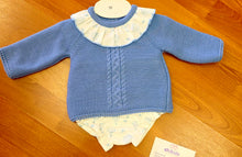 Cargar imagen en el visor de la galería, Conjunto lana color azul 3 a 12 meses | Canastilla