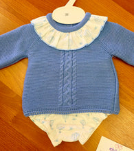 Cargar imagen en el visor de la galería, Conjunto lana color azul 3 a 12 meses | Canastilla