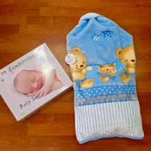 Cargar imagen en el visor de la galería, Baby sac / Saco dormir clasico que se transforma en manta "ositos" azul | Canastilla