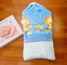 Cargar imagen en el visor de la galería, Baby sac / Saco dormir clasico que se transforma en manta "ositos" azul | Canastilla