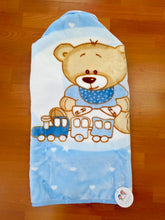 Cargar imagen en el visor de la galería, Baby sac / Saco dormir clasico que se transforma en manta "oso" azul ref 1132 | Canastilla