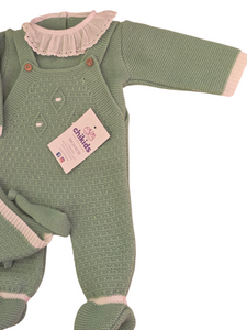 Conjunto lana 3 piezas color verde agua 0 a 6 meses | Canastilla