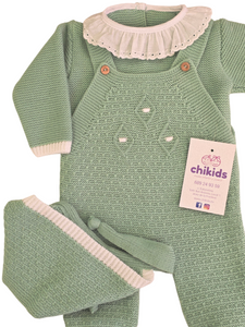 Conjunto lana 3 piezas color verde agua 0 a 6 meses | Canastilla