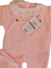 Cargar imagen en el visor de la galería, Conjunto lana 3 piezas color rosa 0 a 6 meses | Canastilla
