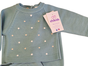 Conjunto lana topos verde 0 a 6 meses | Canastilla