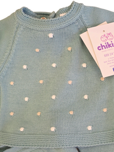 Conjunto lana topos verde 0 a 6 meses | Canastilla