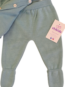 Conjunto lana topos verde 0 a 6 meses | Canastilla