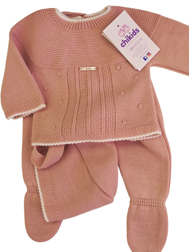 Conjunto 3 pieza lana c9016 rosa empolvado | Canastilla