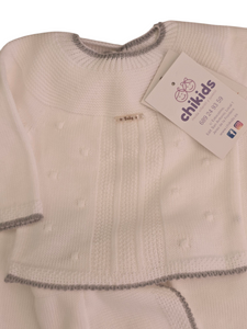 Conjunto 3 pieza lana c9016 blanco y gris | Canastilla