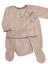 Cargar imagen en el visor de la galería, Conjunto 3 pieza lana c9016 blanco y gris | Canastilla