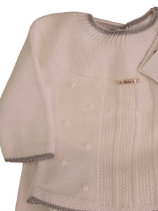 Conjunto 3 pieza lana c9016 blanco y gris | Canastilla