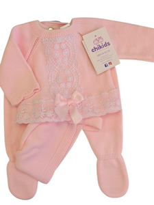 Conjunto lana 3 piezas encaje rosa 0 a 6 mes | Canastilla

Ref c9022