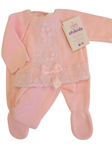 Conjunto lana 3 piezas encaje rosa 0 a 6 mes | Canastilla

Ref c9022