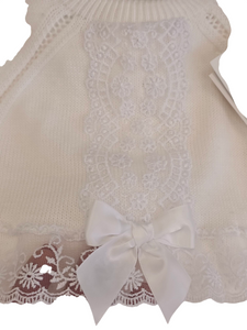 Conjunto lana 3 piezas encaje blanco 0 a 6 mes | Canastilla