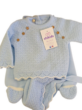 Cargar imagen en el visor de la galería, Conjunto lana 3 piezas celeste &quot;1690&quot; 0 a 6 meses | Canastilla