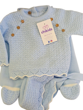 Cargar imagen en el visor de la galería, Conjunto lana 3 piezas celeste &quot;1690&quot; 0 a 6 meses | Canastilla