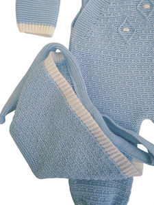 Conjunto lana 3 piezas color celeste 0 a 6 meses | Canastilla