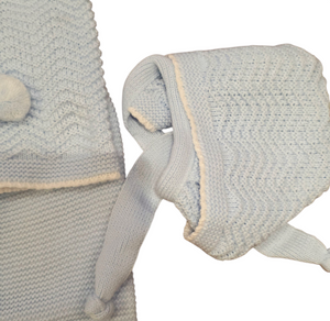 Conjunto lana 3 piezas "1101" de 00 a 3 meses color celeste | Canastilla
