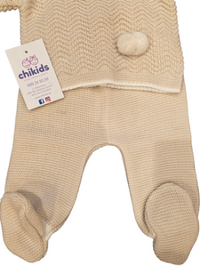 Conjunto lana 3 piezas "1101" de 00 a 3 meses color arena | Canastilla