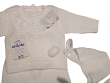 Cargar imagen en el visor de la galería, Conjunto lana 3 piezas &quot;1101&quot; de 00 a 3 meses color blanco| Canastilla