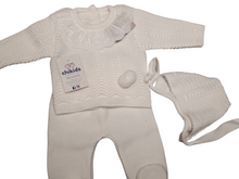 Cargar imagen en el visor de la galería, Conjunto lana 3 piezas &quot;1101&quot; de 00 a 3 meses color blanco| Canastilla