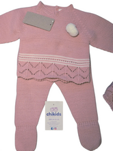 Cargar imagen en el visor de la galería, Conjunto lana 3 piezas &quot;1050&quot; de 0 a 3 meses color rosa empolvadp | Canastilla