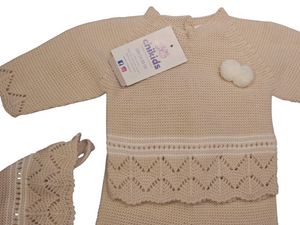 Conjunto lana 3 piezas "1050" de 0 a 3 meses color arena | Canastilla