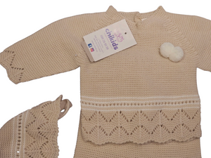 Conjunto lana 3 piezas "1050" de 0 a 3 meses color arena | Canastilla