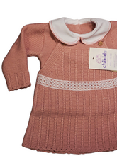 Cargar imagen en el visor de la galería, Conjunto vestido lana 3 piezas &quot;1802&quot; de 0 a 6 meses color rosa empolvado | Canastilla
