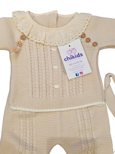 Conjunto lana 3 piezas "1786" de 00 a 3 meses color Arena