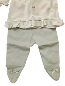 Conjunto 2 piezas "bebe lacito" verde agua 0 a 6 meses  | Canastilla