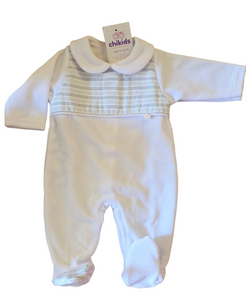 Pelele "ref 04" blanco/gris terciopelo | Canastilla