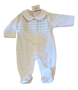 Pelele "ref 04" blanco/gris terciopelo | Canastilla